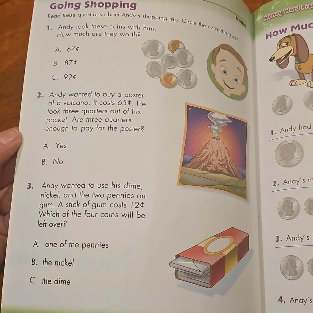 Disney Learning Time & Money Activity Book. Nwots, never used